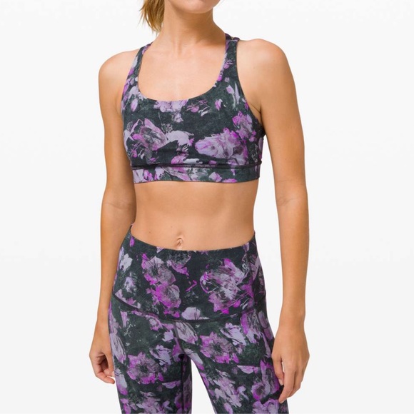 Lululemon energy sports bra floral shift multi purple grey black B-D cup - Picture 3 of 10